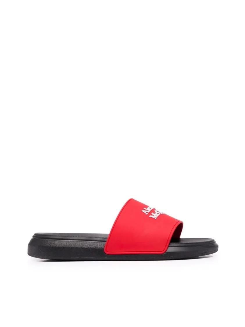 Thumbnail - Alexander McQueen Loafer - Logo Printed Slides Sandals - Gr. 41 (EU) - in Rot - für Damen