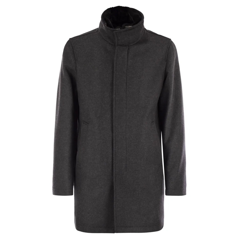 Herno Wintermantel Wool Coat With Detachable Collar Black