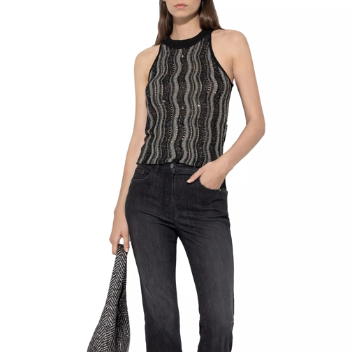 Luisa Cerano  Stricktop mit Fancy-Stripe deep black