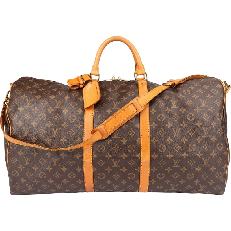 Louis Vuitton Schultertasche Louis Vuitton Canvas Monogram Keepall 60 Bandoulie braun