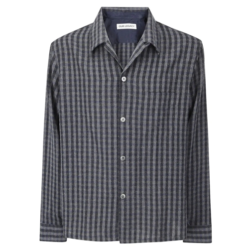 Our Legacy Hemden Checkered Wool Blend Shirt Grey