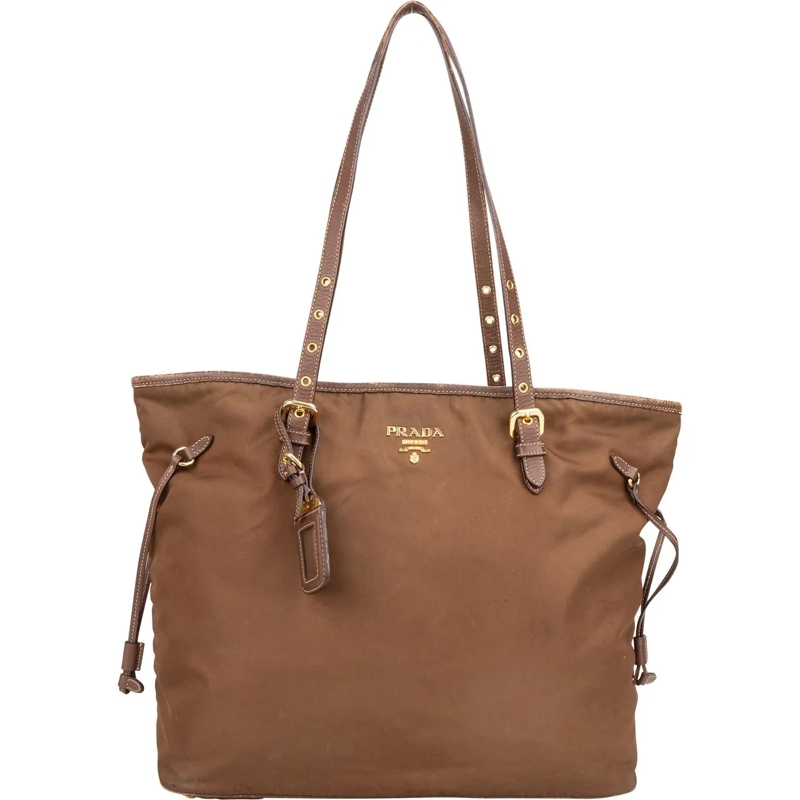 Prada Schultertasche Prada Brown Nylon Shopper Bag mehrfarbig