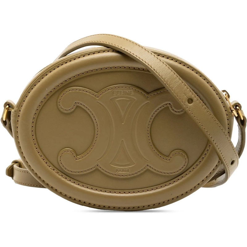 Celine Schultertasche Small Calfskin Cuir Triomphe Oval Crossbody grün