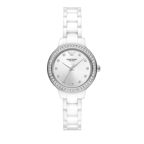 Emporio Armani Emporio Armani Three-Hand White Ceramic Watch Silver Quartz Horloge