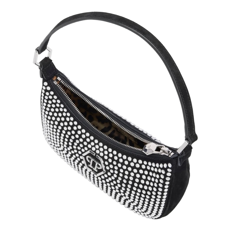 Philipp Plein Schultertasche Suede Shoulder Bag All-Over Strass schwarz(Image 4)