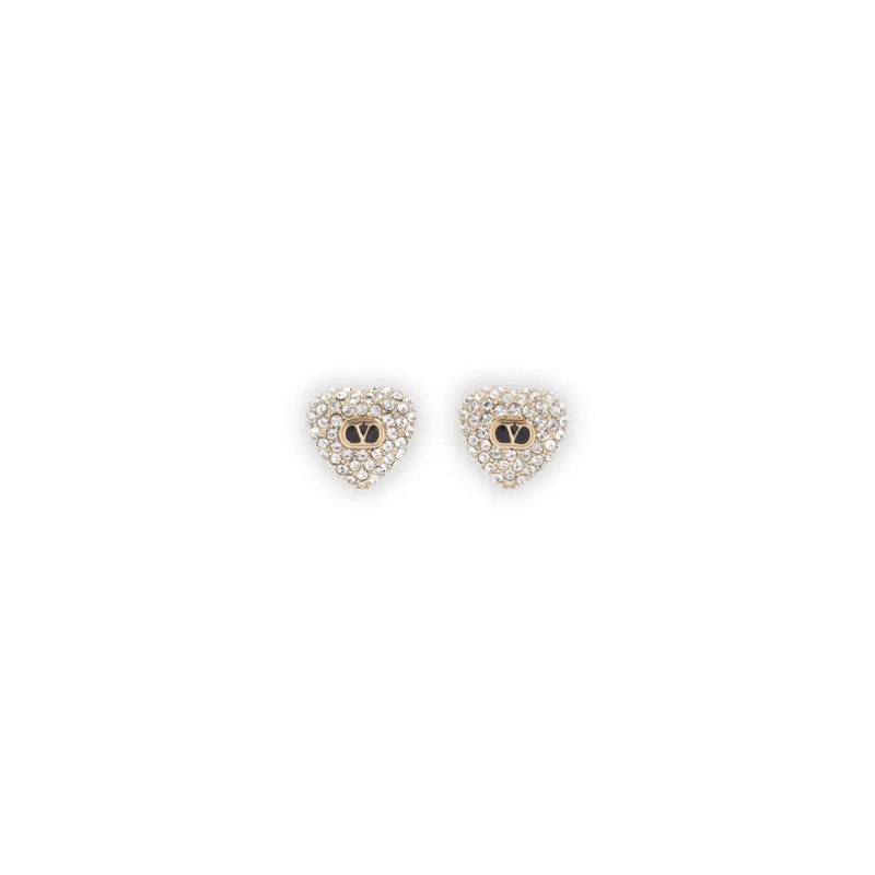 Valentino Garavani Boucles d'oreilles à tige Heart-Shaped Bronze Earrings With Crystal Embellis Not Applicable
