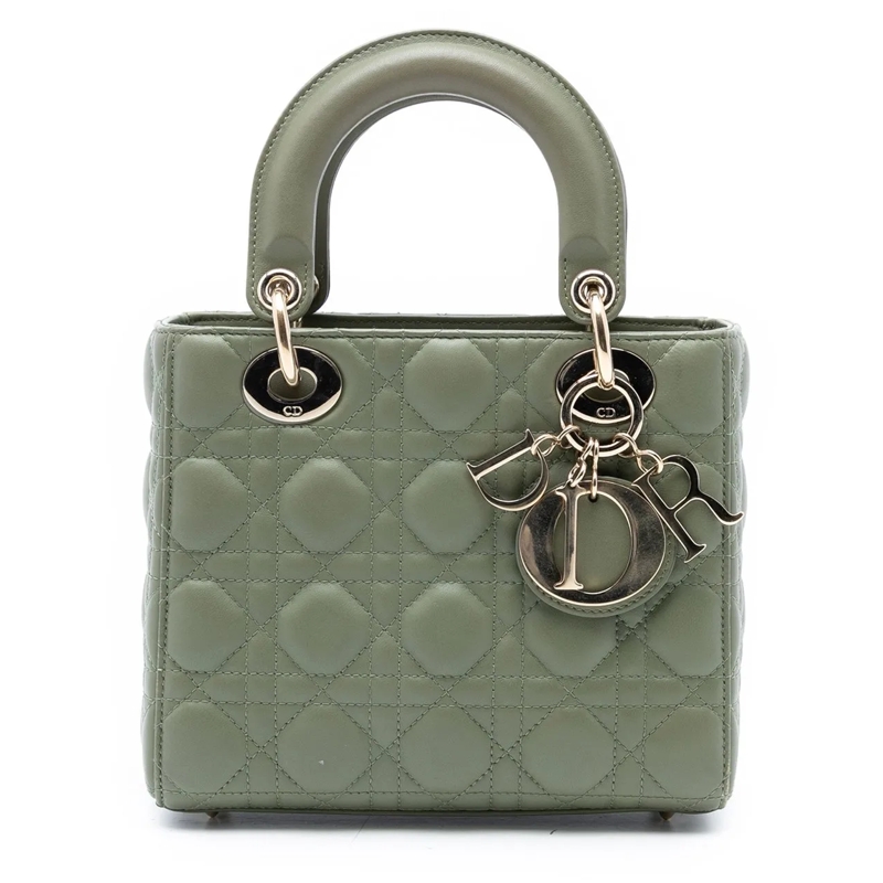 Christian Dior Schultertasche Small Lambskin Cannage Lady Dior grün