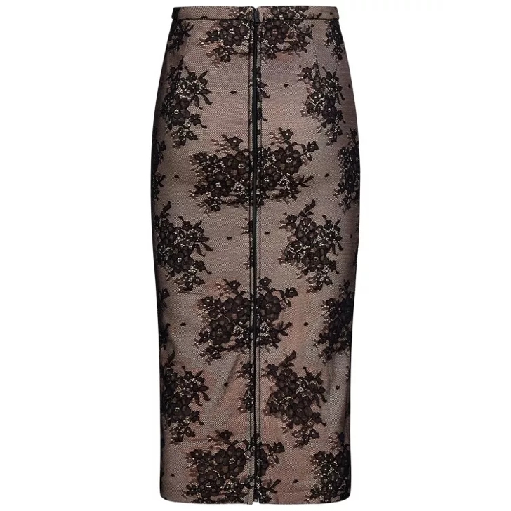 Brown lace pencil on sale skirt