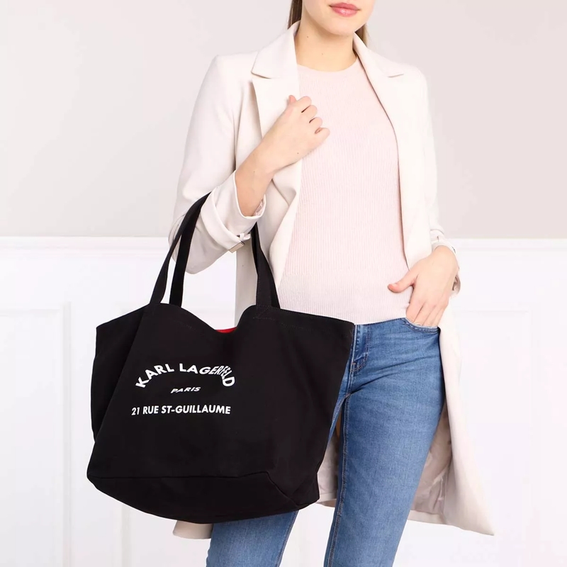 Karl Lagerfeld Shopper Rue St Guillaume Canvas Tote Black(Image 2)