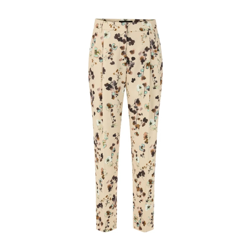 Marc Cain Pantalon Hose Faqus mit floralem Print beige