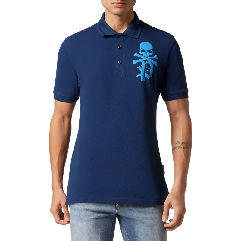 Philipp Plein Top Poloshirt Skull&Bones dunkel-blau(Image 3)