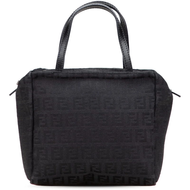 Fendi Tote Mini Zucchino Canvas Handbag schwarz