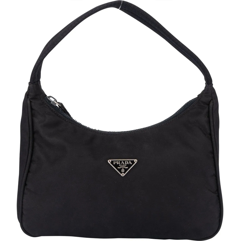 Prada Sac à bandoulière Prada Black Nylon Triangle Vintage Re-Edition Hand schwarz