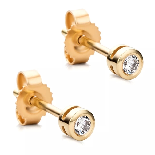 DIAMADA 14KT Diamond Stud Earrings Yellow Gold Stud