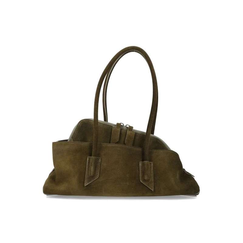 The Attico Tote Suede Leather Asymmetric La Passeggiata Tote Bag Black