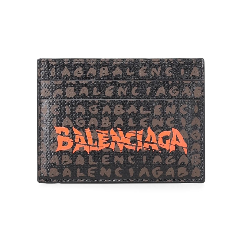 Balenciaga Portemonnaie Cardholder aus Baumwoll-Leinen-Mix braun